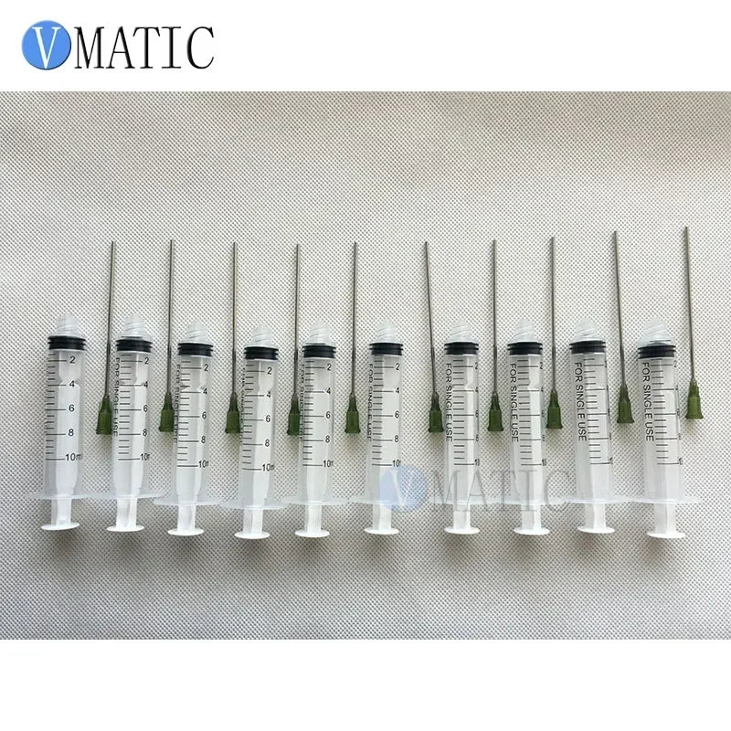 ‌14G Blunt Tip Syringe Kit 10ml | Luer Lock Plastic Dispenser for Glue/Resin/Cosmetics (3.75" Non-Sterile Needles 12pcs)‌