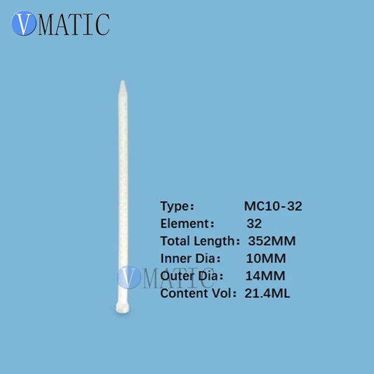 Static Mixing Nozzle MC10-32 (White Core) | ISO 9001 Certified for 1:1 Ratio Epoxy (200-800psi) with 20 Helix Elements