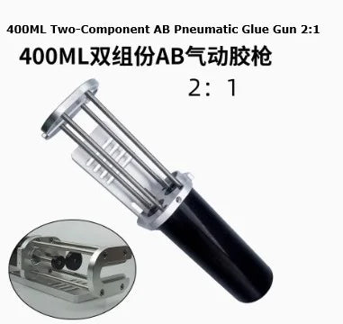 Large Bore Pneumatic AB Dispenser Gun - High Capacity (200-490ml) for Dual Cartridge Glues, Various Mix Ratios