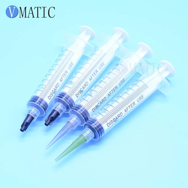 ‌6-Pcs 10ml Syringe Kit | Industrial Glue Dispenser with Tapered Needles for Resin/Epoxy/Solder Paste (Leakproof + Luer Lock)‌
