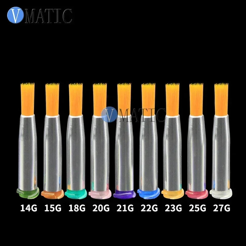Free Shipping 10pcs 14-27G Yellow Hard Round Type Fluid Glue Dispense Needle Brush Dia 2 to 8 mm