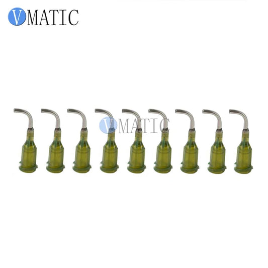 Free Shipping 100Pcs 14G Olive 0.5'' 1/2 Inch Tube 90 Degree Bent Glue Dispensing Needle Tips