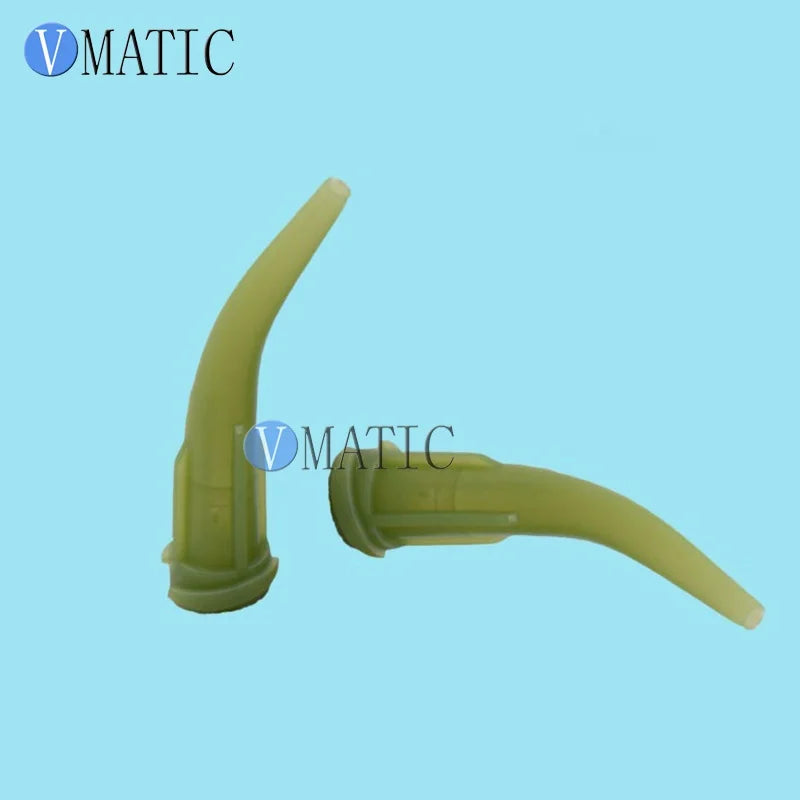 Free Shipping 100pcs TT Tapered Plastic Bent Dispensing Needle Tips 14G Olive Color Plastic Needles