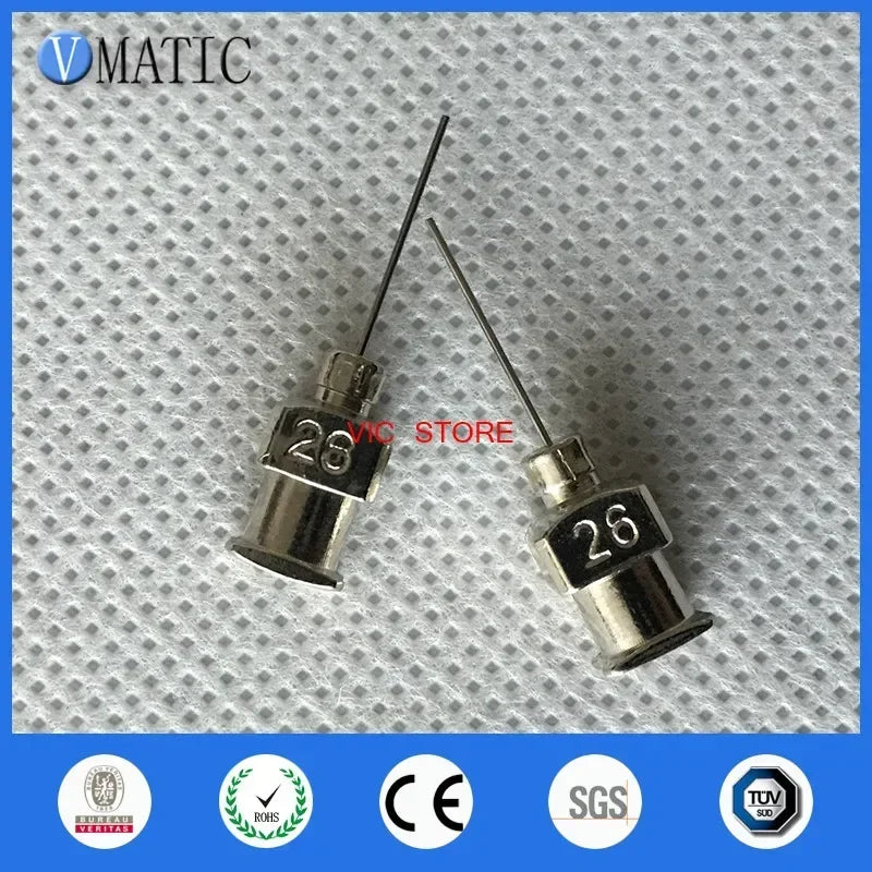 Free Shipping 1/2 Inch Tip Length 26G All Metal Blunt Stainless Steel 12Pcs Glue Dispensing Syringe Needle Tips 0.5''