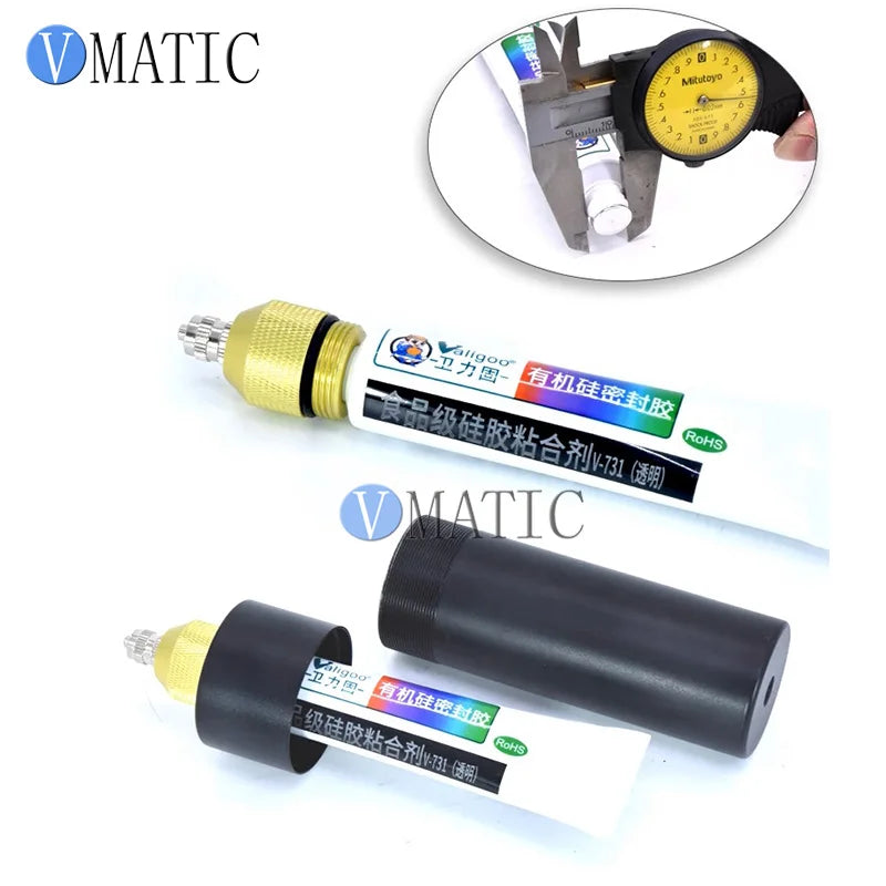 Free Shipping 330ML Aluminum Caulking Cartridge with Silicone Liner, Luer Lock Tip, Metal Adapter & Cap (Optional Needle)