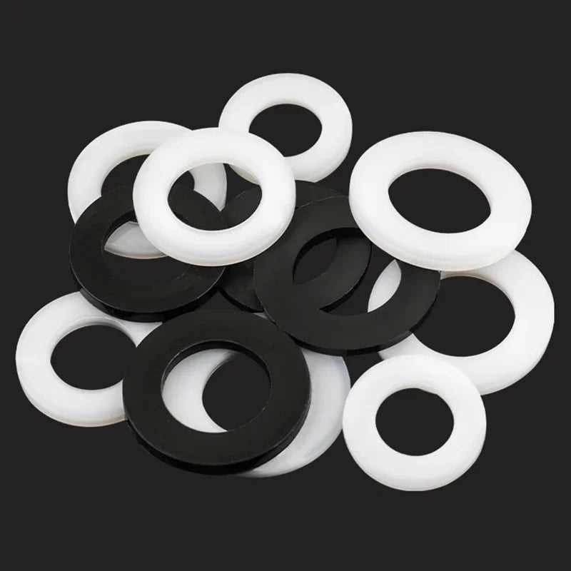 50/100/200Pcs M2-M20 White Black Plastic Nylon Flat Washer Plane Spacer Insulation Gasket Ring For Screws&Bolt