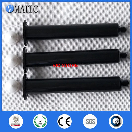 Free Shipping 55cc/ml Dispensing Pneumatic Black UV Syringe Us Style Dispenser Syringe Dispensing Plastic Syringes With Piston