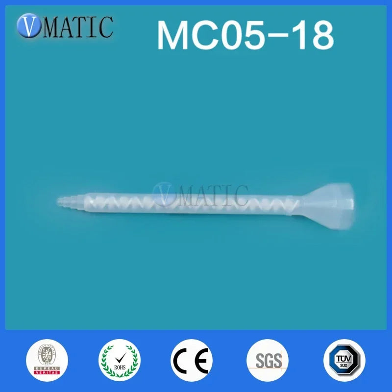 ‌MC05-18 Static Mixer Nozzle | Dual-Cartridge Epoxy Mixing Tips for Two-Part Resins (White Core, 5:1 Mix Ratio, Chemical-Resista