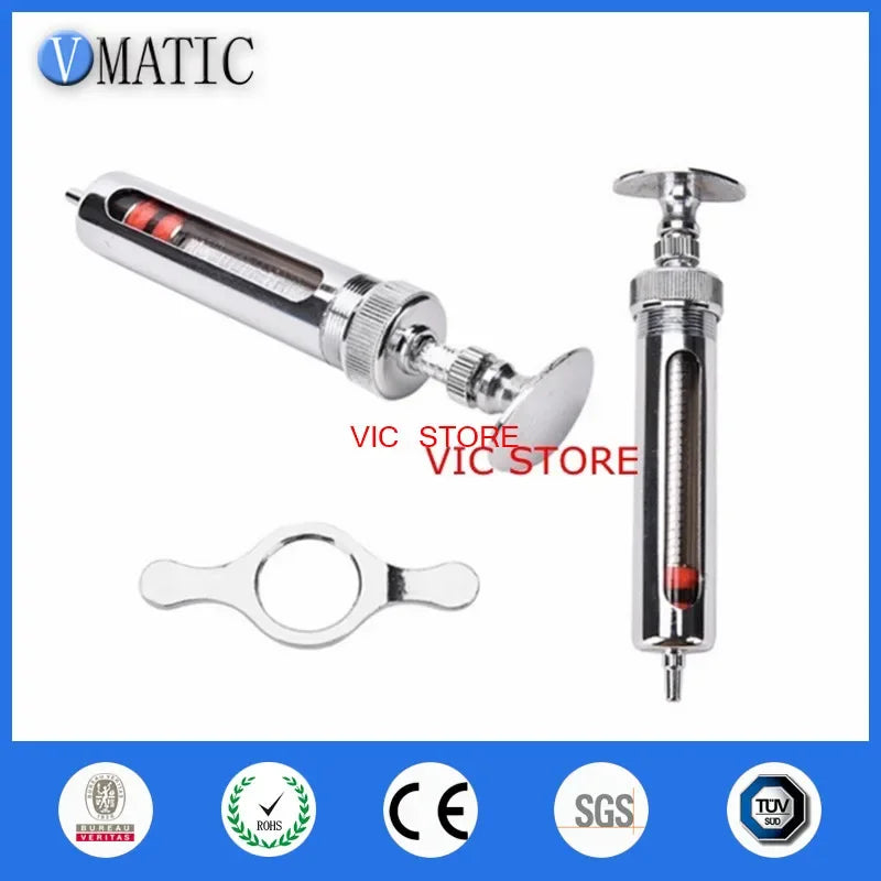 Free Shipping 50cc 50ml Quality Stainless Steel Metal Syringe
