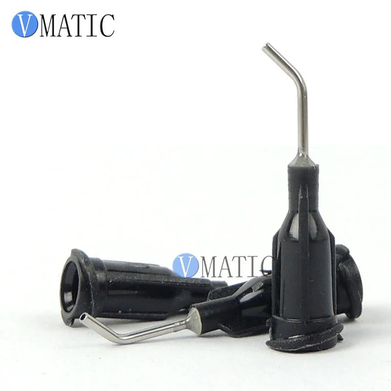 Free Shipping 19G Black 0.5'' Length 45 Degree Bend Bent Blunt End Stainless Steel Dispensing Needle Tips 1/2 Inch