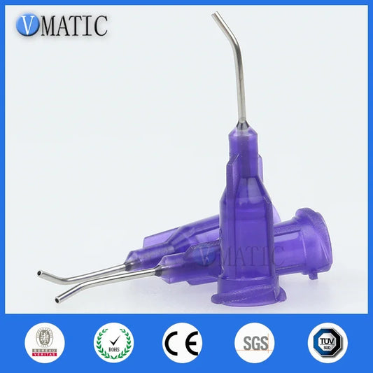Free Shipping 21G Purple 0.5" 1/2 Inch Tubing 45 Degree Bent TE Blunt End Stainless Steel Dispensing Needle Tips 100pcs