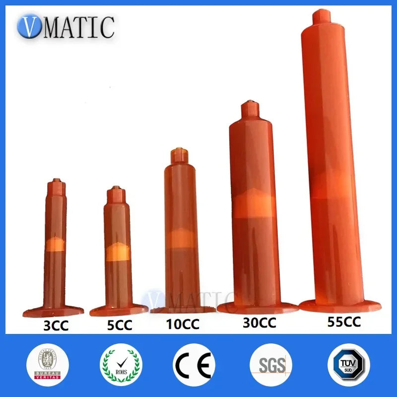 Free Shipping Top Seller Glue Dispensing 5cc / 5ml Dispenser Manual Syringes 10 Sets With Tip Caps Stoppers