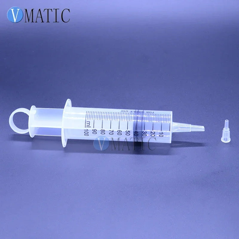 Free Shipping Liquid Glue Dispensing Large Big 100ml 10cc Syringe Big Mouth + PVC Tube 100mm Length