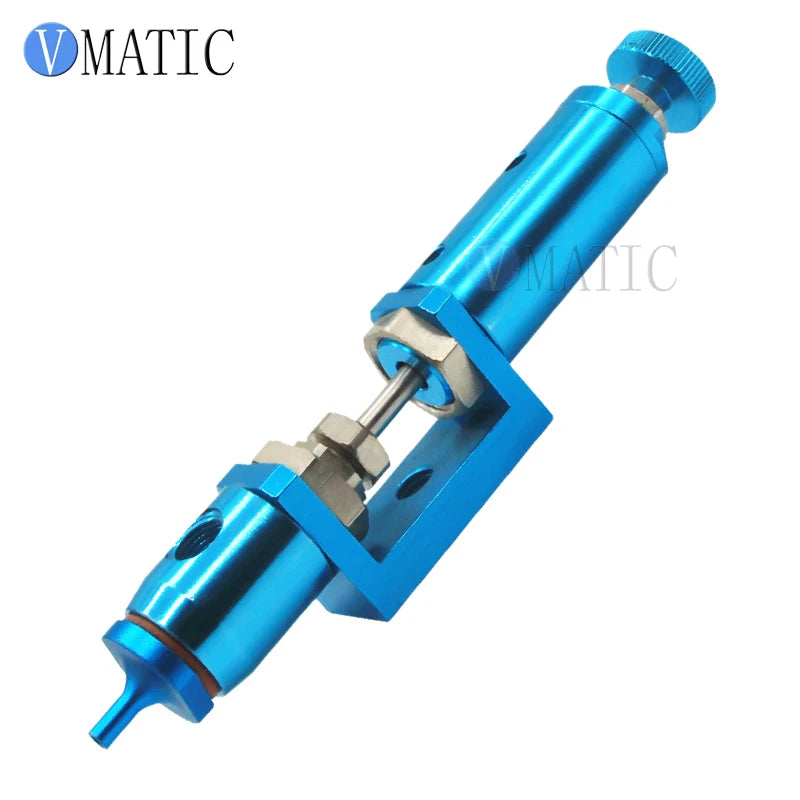 High Quality Small Valve Quality Needle Off Dispensing Valve / Blue Color Glue Dispense Nozzle Valve
