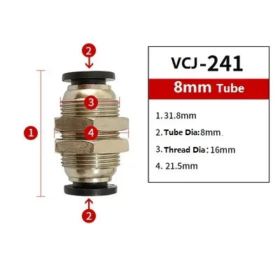 ‌M4-M12 Threaded Pneumatic Fittings Kit | Stainless Steel Tube-to-Tube Connectors for Industrial Air Systems