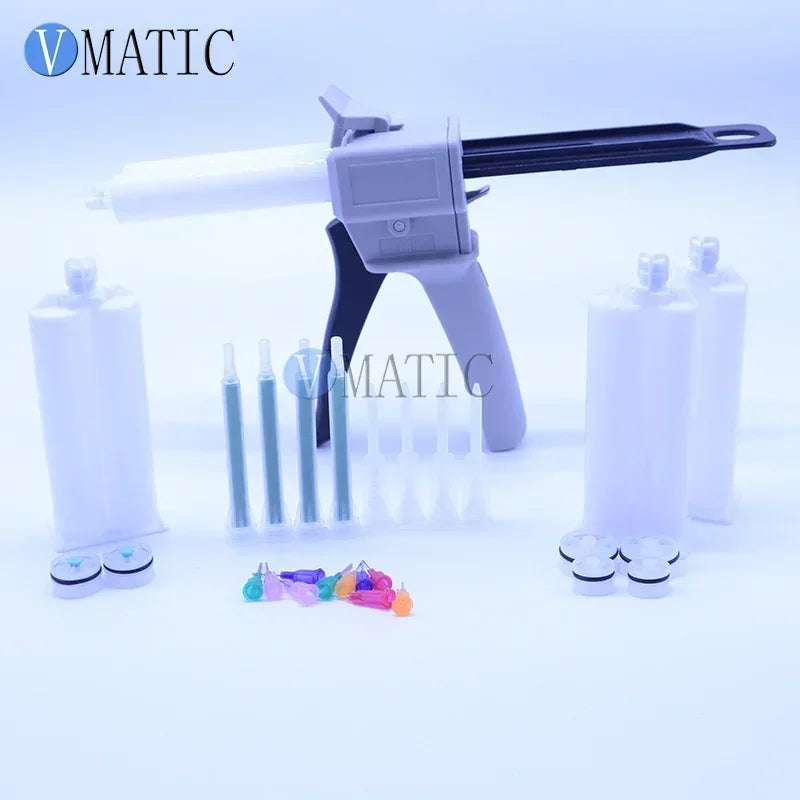 ‌AB Adhesive Dispenser Gun 2:1 & 1:1 | 50ml Manual Kit with 4 Cartridges & 5 Static Mixers Free Shipping