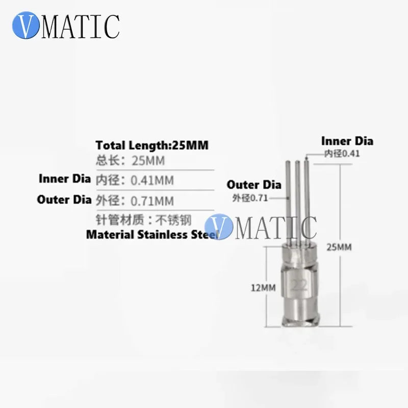 Stainless Steel Triple-Barrel Glue Dispensing Tip - 13mm Short Length, Luer Lock Thread for Jewelry Crystal Setting