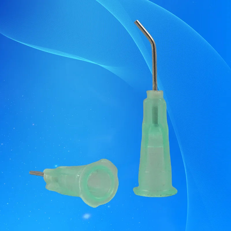 ‌45° Bent Dispensing Needles 21G(0.72mm) x 12.7mm | Bayonet Lock 304SS Tips for Epoxy (100pcs ESD Tray)‌