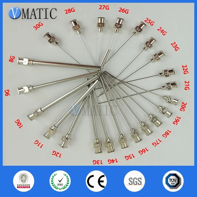 ‌12PCs Stainless Steel Dispensing Needle 8G-30G | 75mm All-Metal Syringe Kit for High Viscosity Glue (Anti-Clog Blunt Tip with L