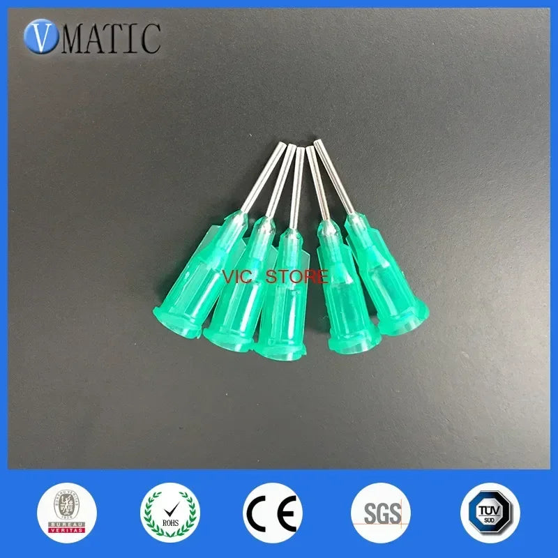 Industrial Precision Applicator Tips 18G ▶ 0.5"（12.7mm）Luminescent Green Polymer ▏100pcs/Bag  ≤0.08μL Residual