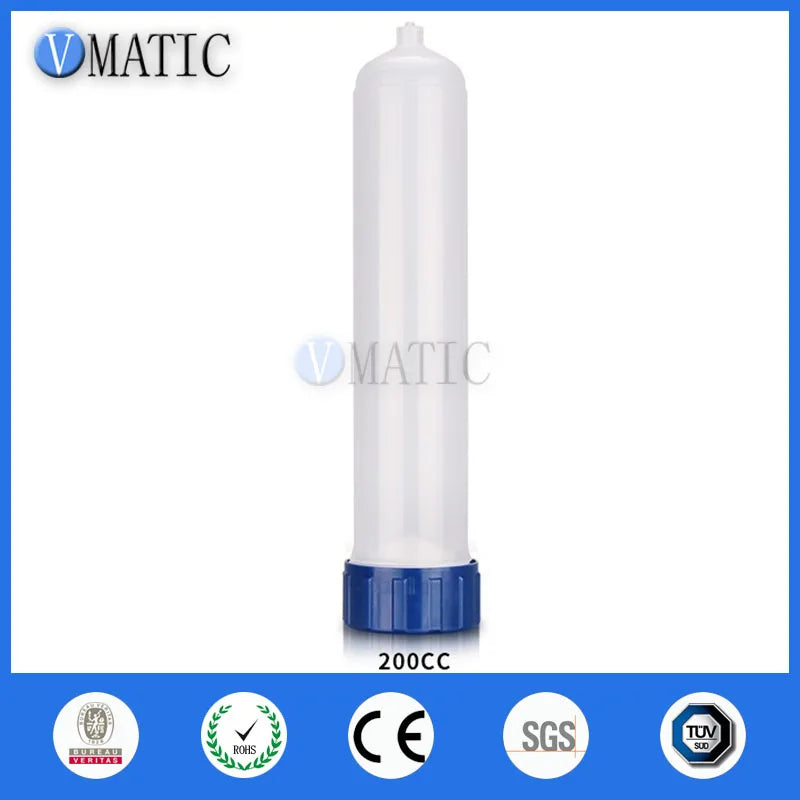 High Quality 200 Cc / Ml Vol Luer Lock Tip Glue Dispensing Pneumatic Syringe Barrel With Adapter