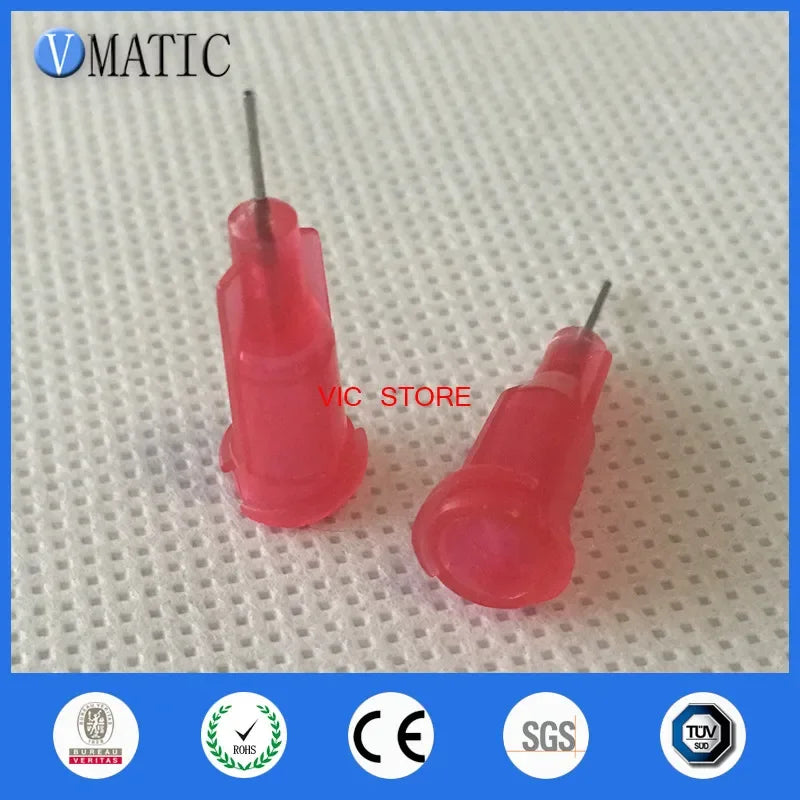 Free Shipping 100Pcs/Lot 25G 1/4'' Inch Stainless Steel Tip Dispensing Screw Needles Red Color Syringe Needle Tips