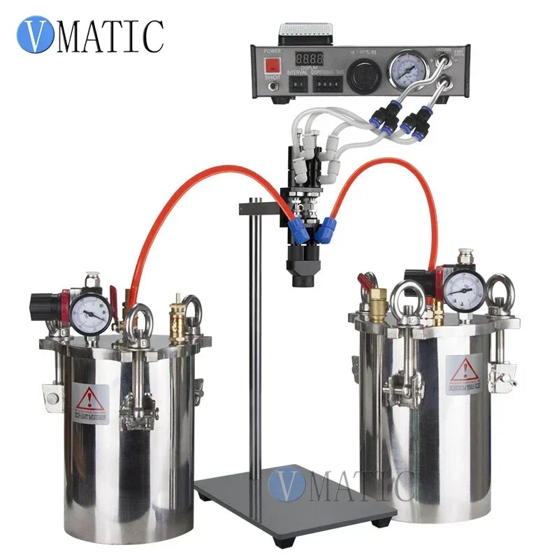 Automatic AB Epoxy Resin Glue Dispenser Machine | Dual Chamber Stainless Steel Mixing Controller with Pressure Tank & Valve