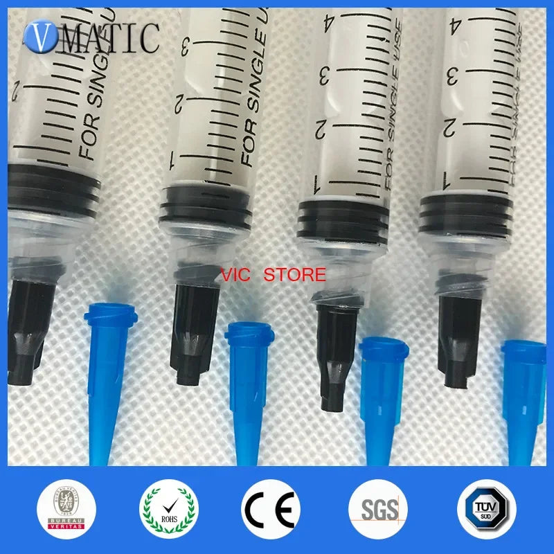 Free Shipping Trade Assurance 10 Sets Syringes 5ml/cc Dispensing Tips & Caps Glue Dispenser Needle Tips