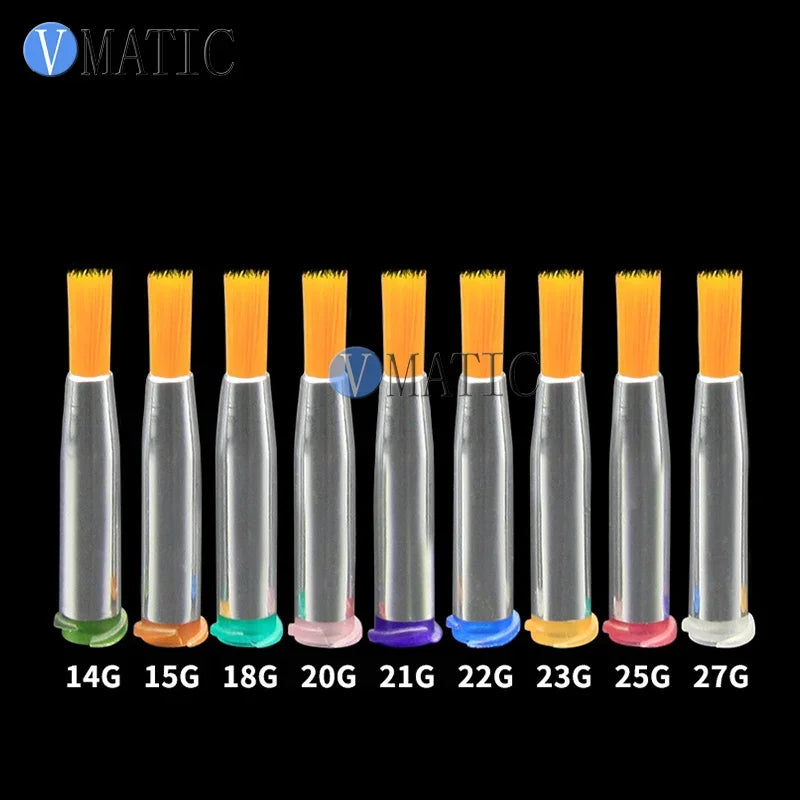 Free Shipping 10pcs 14-27G Yellow Hard Round Type Fluid Glue Dispense Needle Brush Dia 2 to 8 mm
