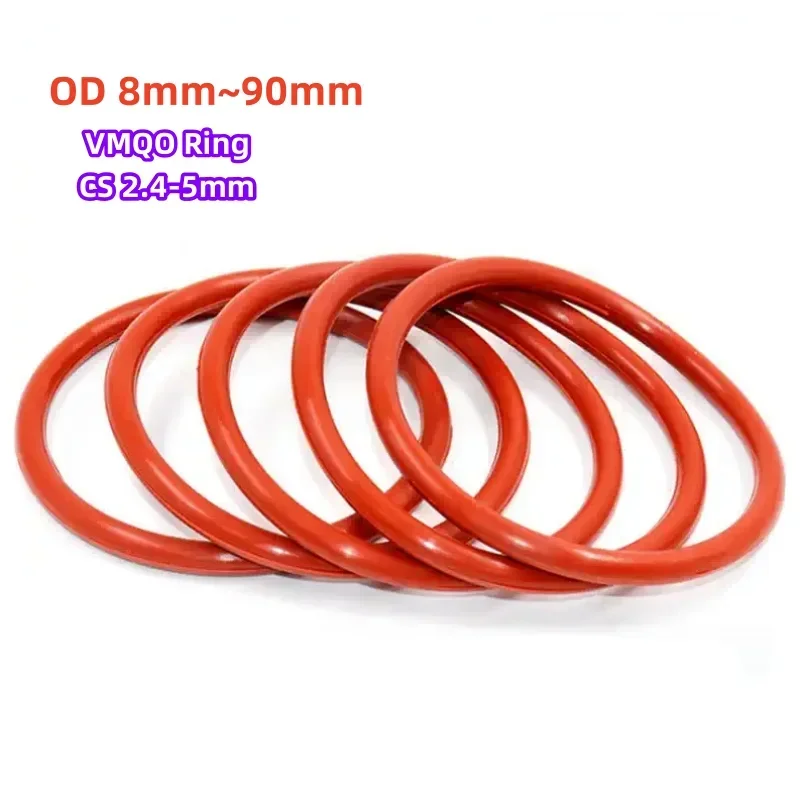 Red Silicone O Rings 8mm-90mm O-Rings Red Silicone VMQ Seal Sealing O-Rings Silicon Washer Rubber O-Ring Assortment