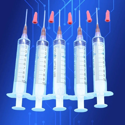 ‌10ml Liquid Dispenser Syringe Kit | 15G Precision Tip for Solder Paste/Adhesive Glue (Leak-Proof Cap + 1" Needle)‌