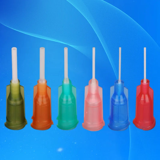 ‌100Pcs PP Flexible Dispensing Needles 14-25G Mix | 1/2'' Length Multi-Size / Cosmetics (Anti-Clog) Free Shipping & Trade Assura