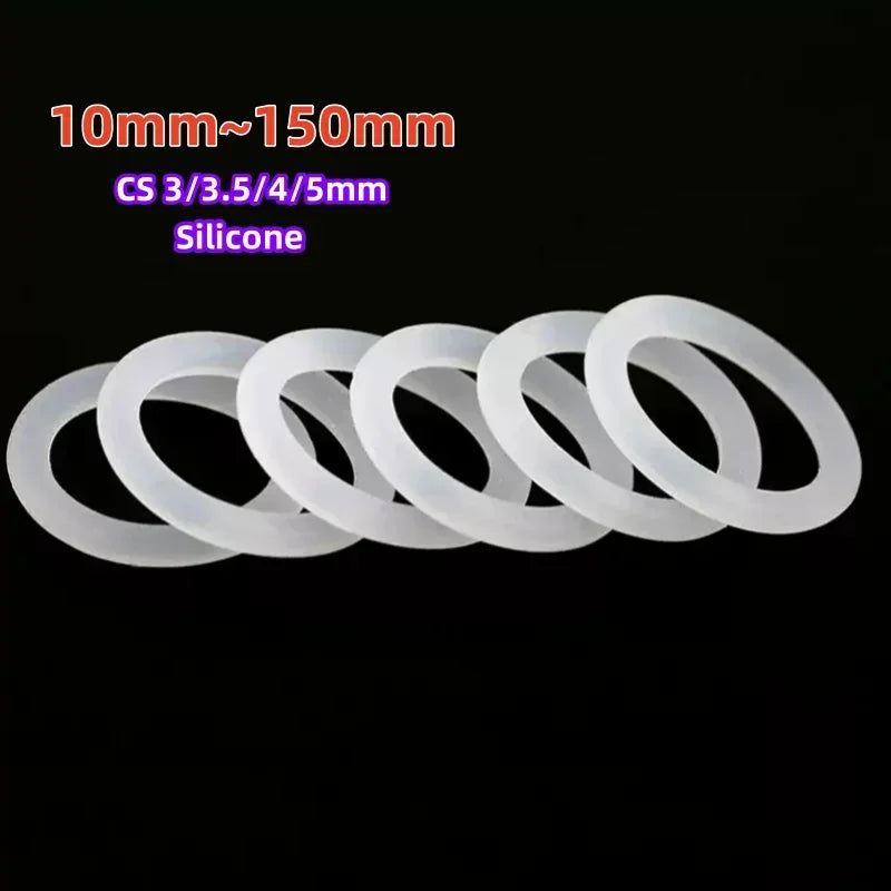White Silicone O-ring OD10mm-150mmcs(thickness)3mm/3.5mm/4mm/5mm Insulating Waterproof and Oil Resistant Sealing Ring