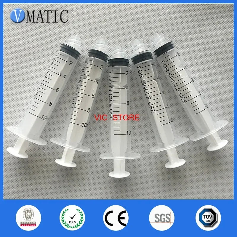 ‌6-Pcs 10ml Syringe Kit | Industrial Glue Dispenser with Tapered Needles for Resin/Epoxy/Solder Paste (Leakproof + Luer Lock)‌