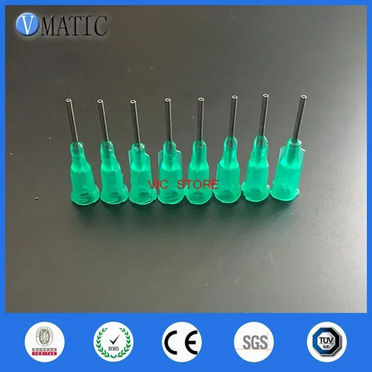 Industrial Precision Applicator Tips 18G ▶ 0.5"（12.7mm）Luminescent Green Polymer ▏100pcs/Bag 🚀 ≤0.08μL Residual