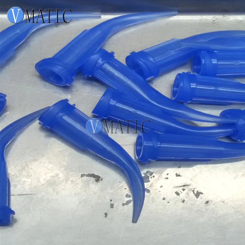 Free Shipping 100pcs 22G Blue Color TT Tapered Plastic Bent Dispensing Needle Tips