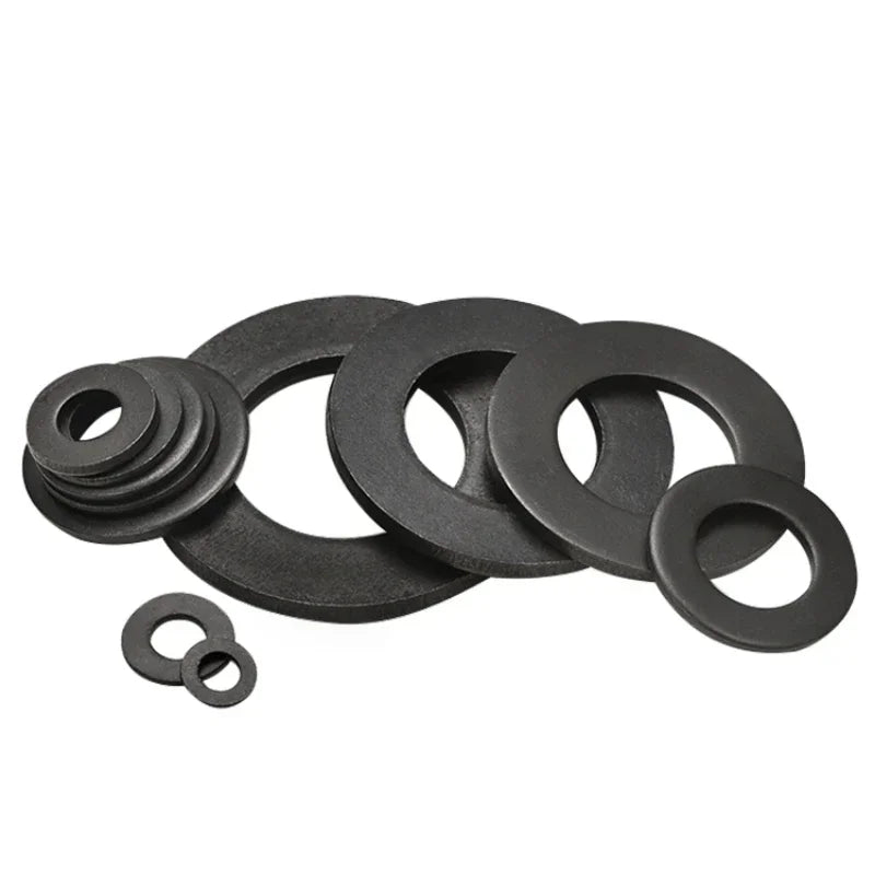 1/2/5/10/20/30/50/Piece M2 M2.5 M3 M4 M5 M6 M8 M12 M14 M16-M30 8.8 Grade Black Carbon Steel Flat Washer Flat Washer