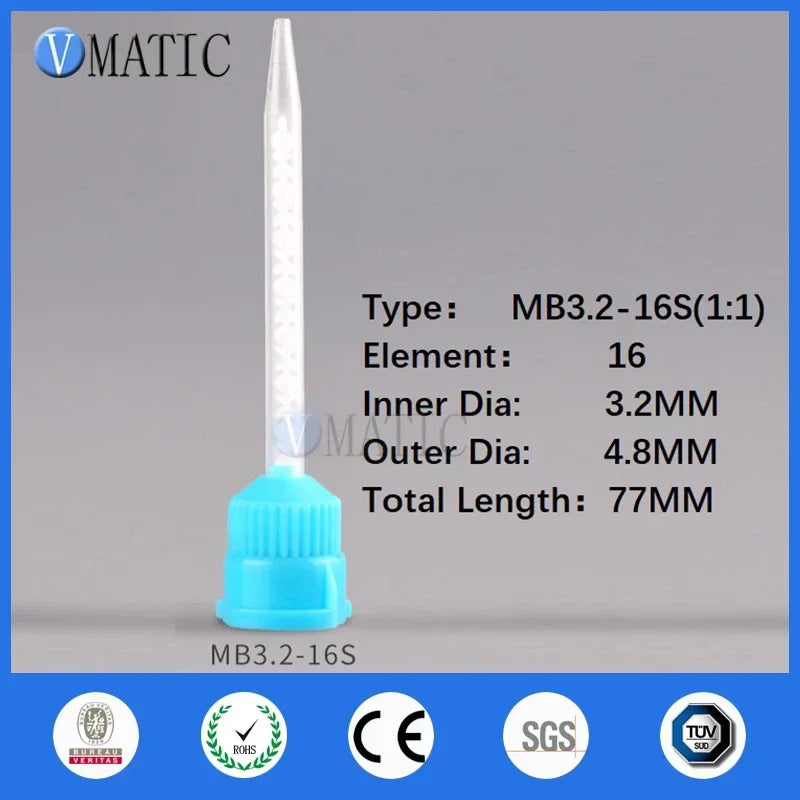‌MB3.2-16S Disposable Static Mixer | 16-Layer Spiral Core for 1:1 Epoxy Adhesive & Construction Glue (Polypropylene, Anti-Clog D