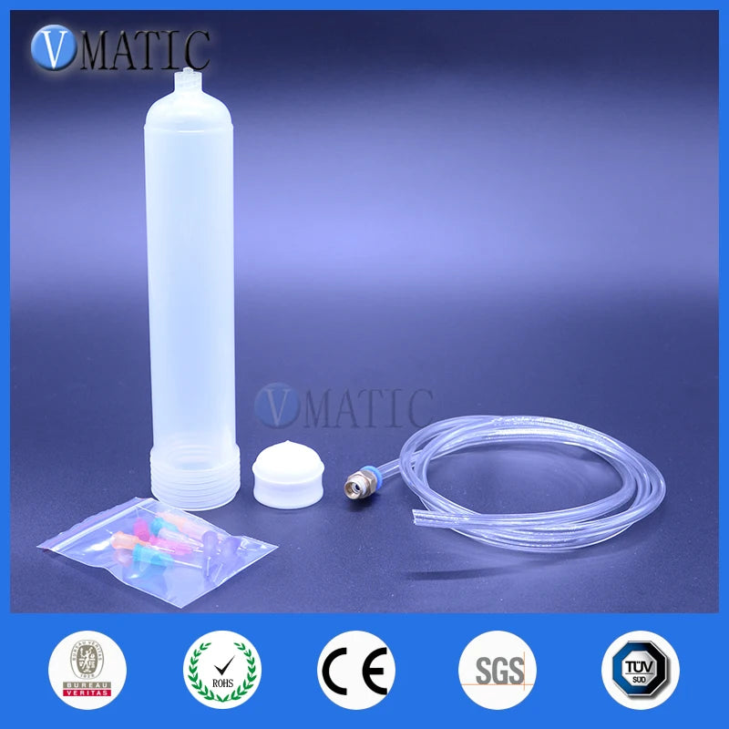 High Quality Thickened Explosion 100 Cc / Ml Helix Luer Lock Tip Fluid Dispenser Pneumatic Syringe Barrel With Adapter